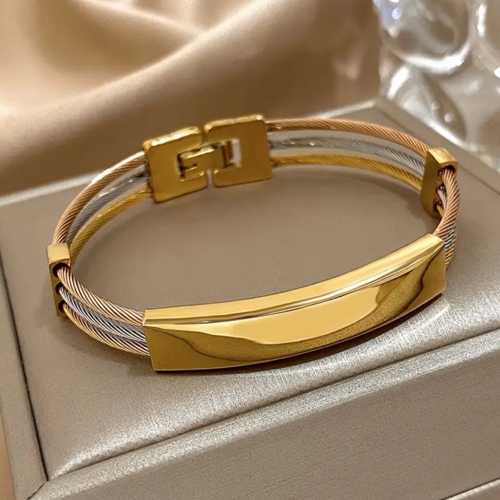Stainless Steel Gold and Silver Cable Bracelet